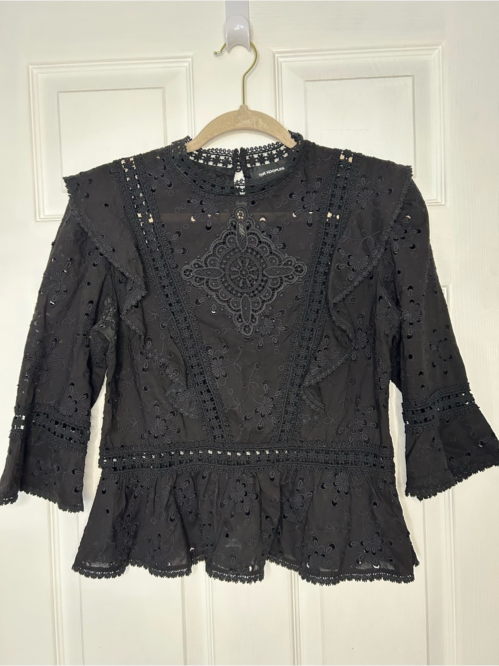 The Kooples Solar Flowers Cotton Broderie Top - Picture 3 of 12